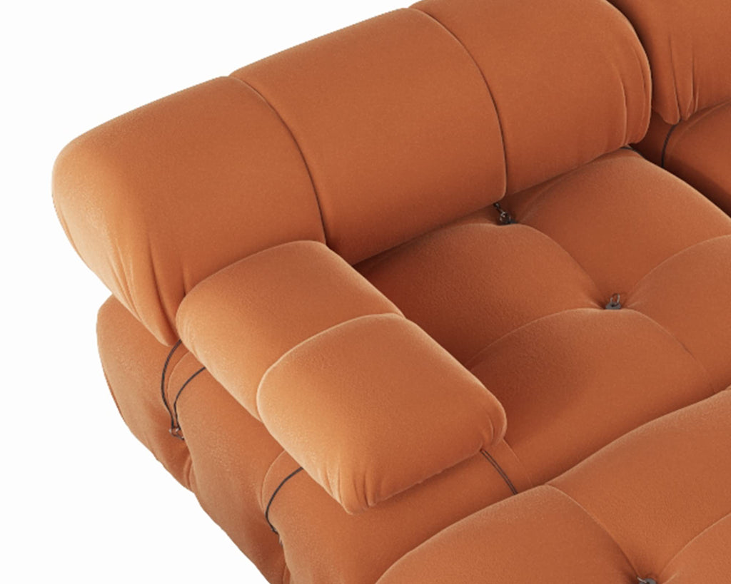Orange Velvet L Shaped Sectional Sofa with Ottoman T289971