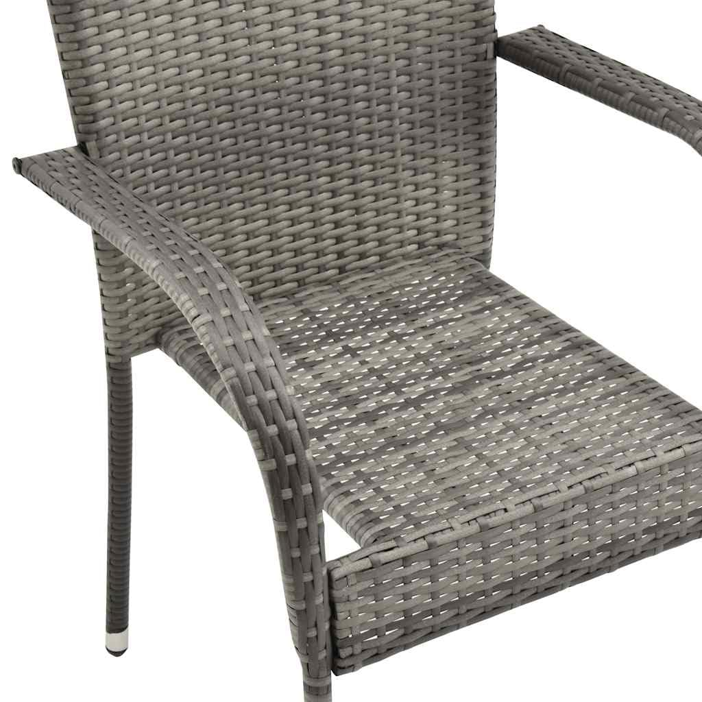 Grey Poly Rattan Stacking Outdoor Dining Chairs Set of 2 A511