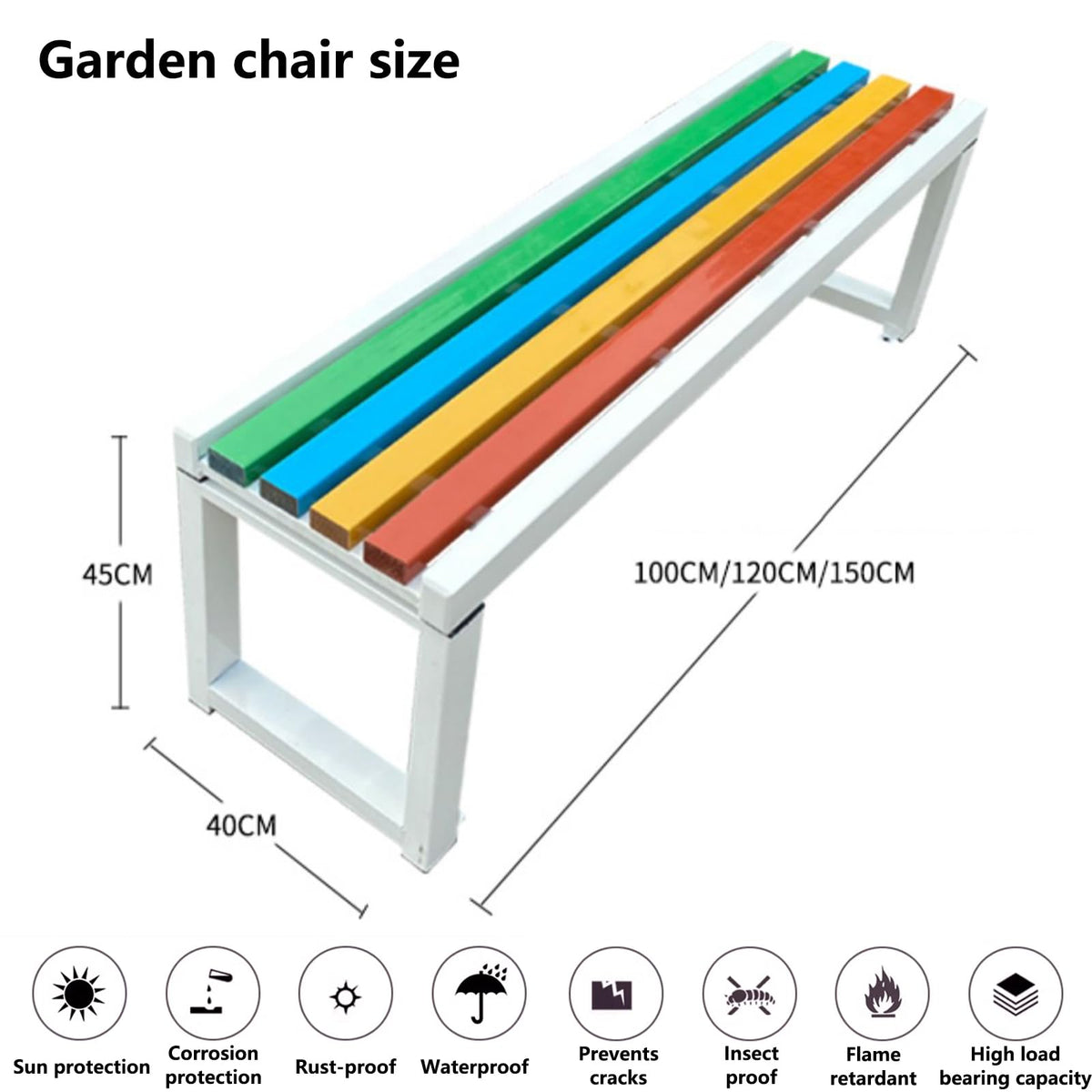 Weatherproof Metal Garden Bench 150 × 40 × 45 cm Q105