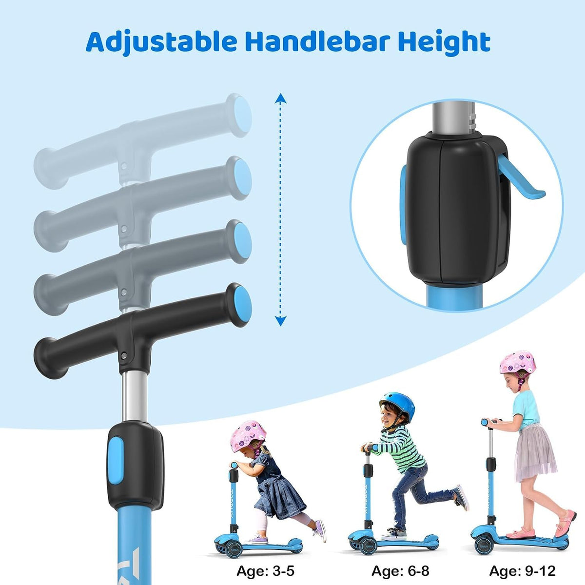 Light Up 3 Wheel Folding Kids Scooter with Adjustable Height D54249