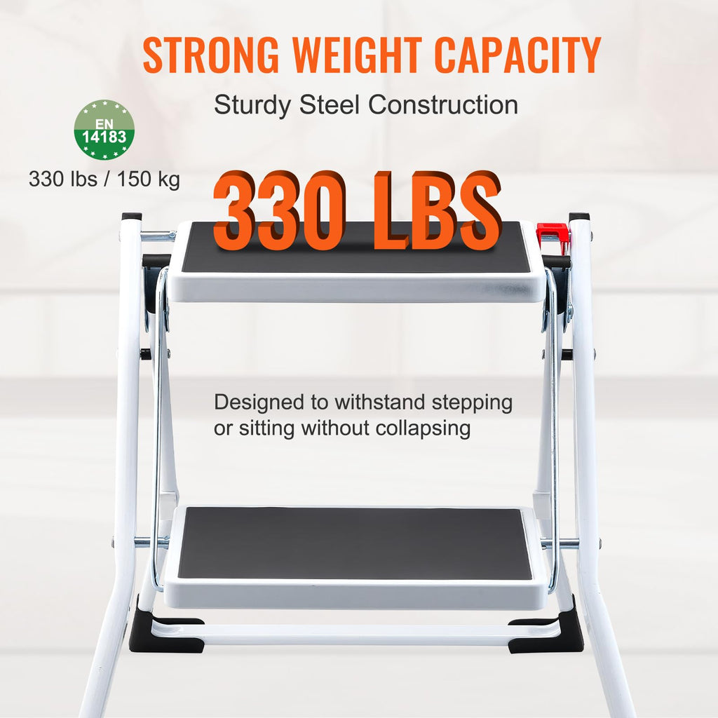 2-Step 330lbs Capacity Folding Steel Step Stool O613937