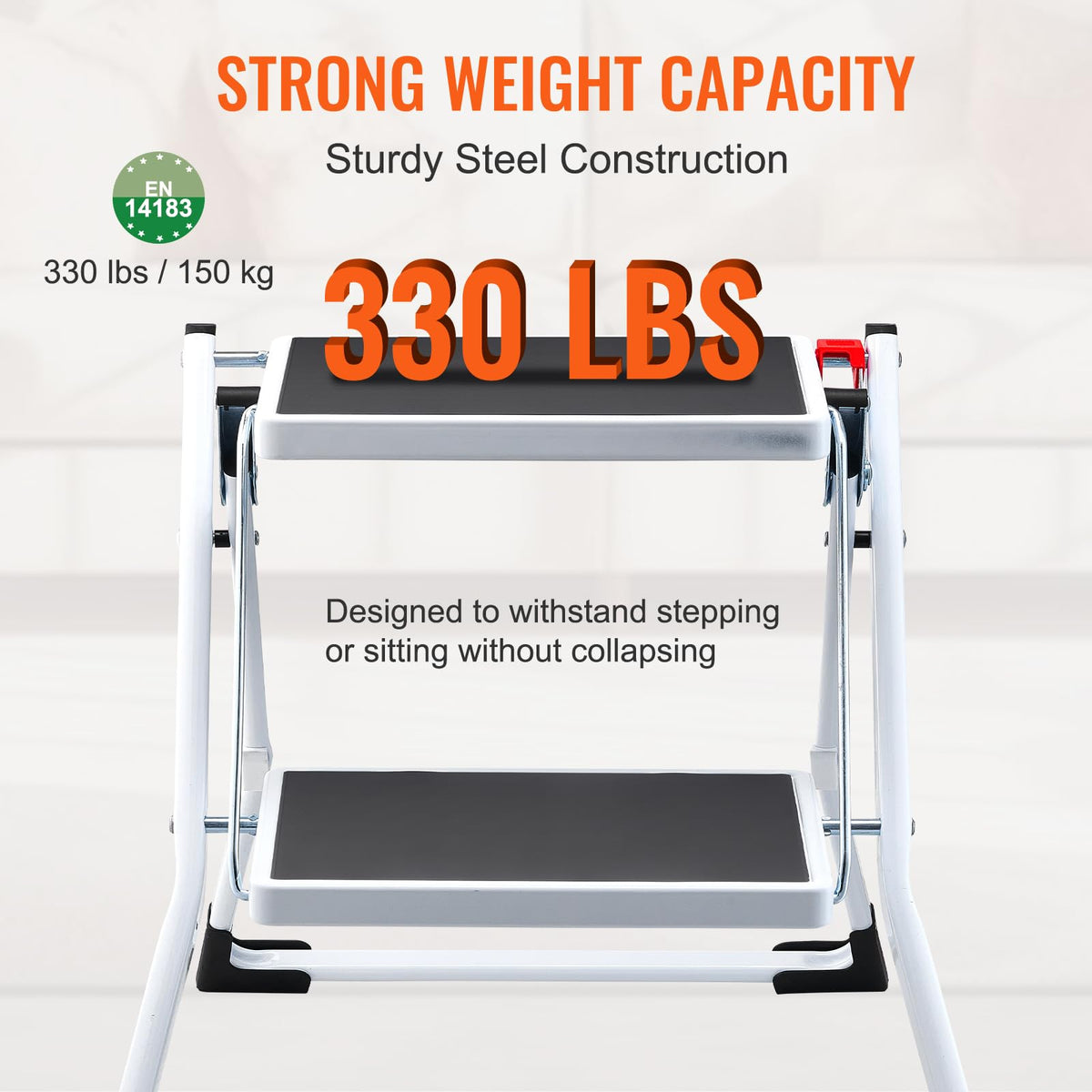 2-Step 330lbs Capacity Folding Steel Step Stool O613937