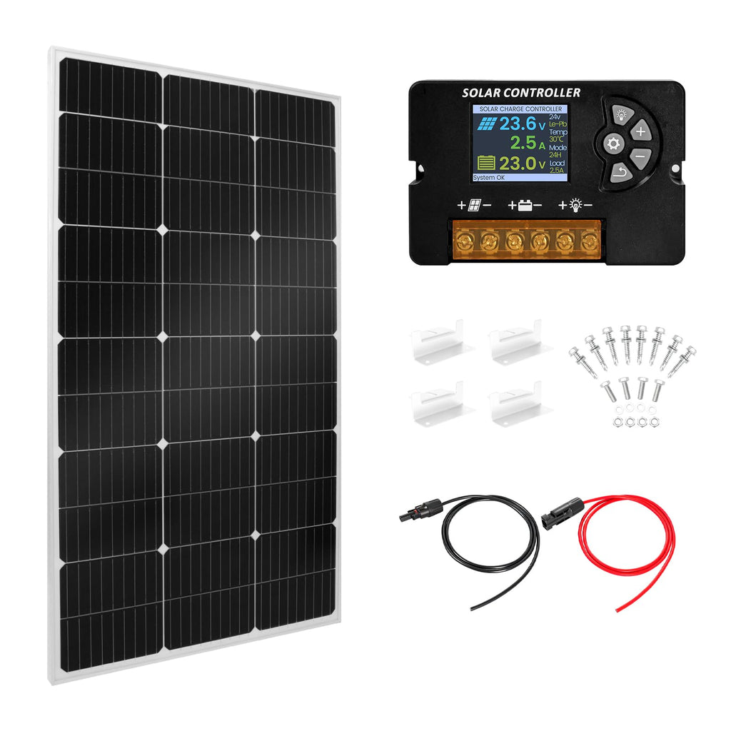 100W Monocrystalline Solar Panel Kit with 20A PWM Controller Q862445