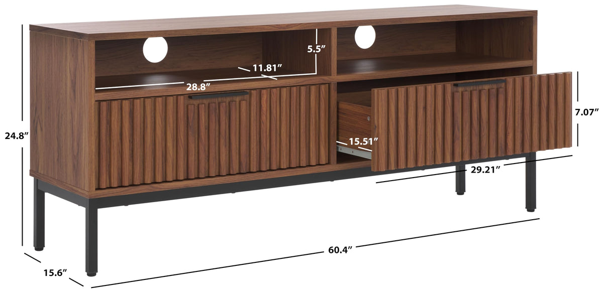 Walnut Brown Black 2 Drawer TV Stand V741612