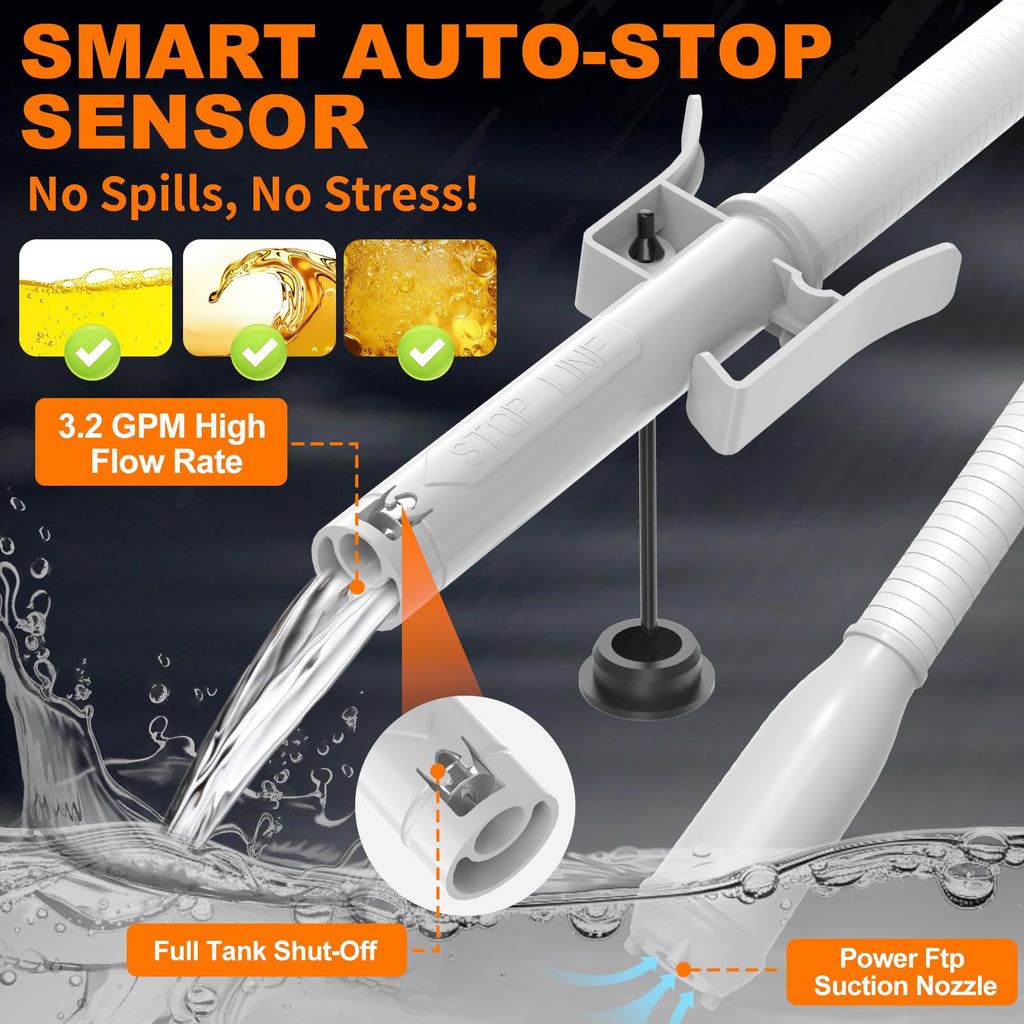 Portable Automatic Fuel Transfer Pump with Auto Stop Sensor and Hose T484771