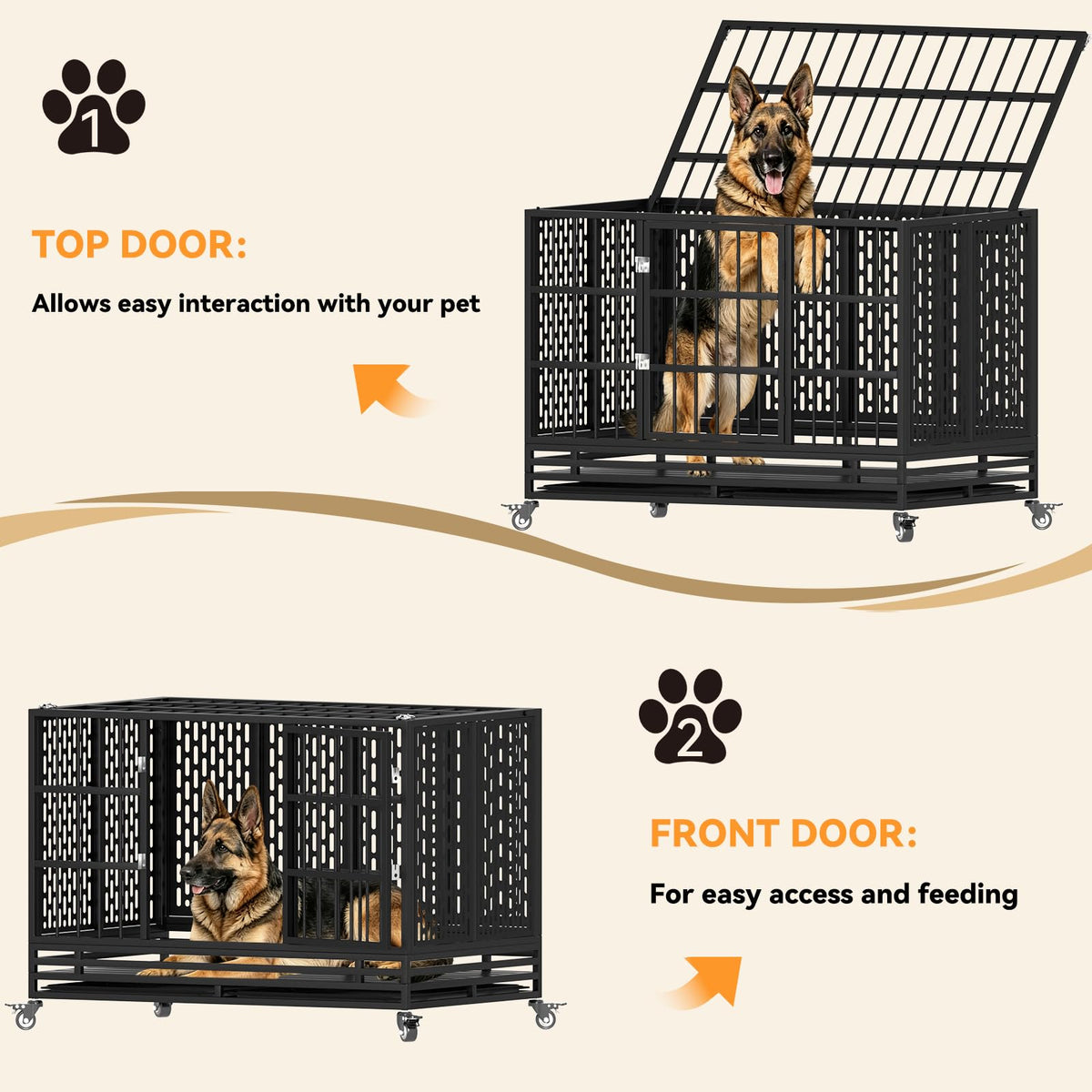 48 Inch Heavy Duty Metal Dog Crate with Wheels V269
