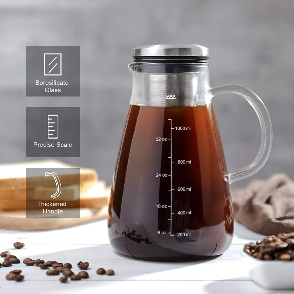 34oz Cold Brew Iced Coffee Maker with Stainless Steel Filter H83943