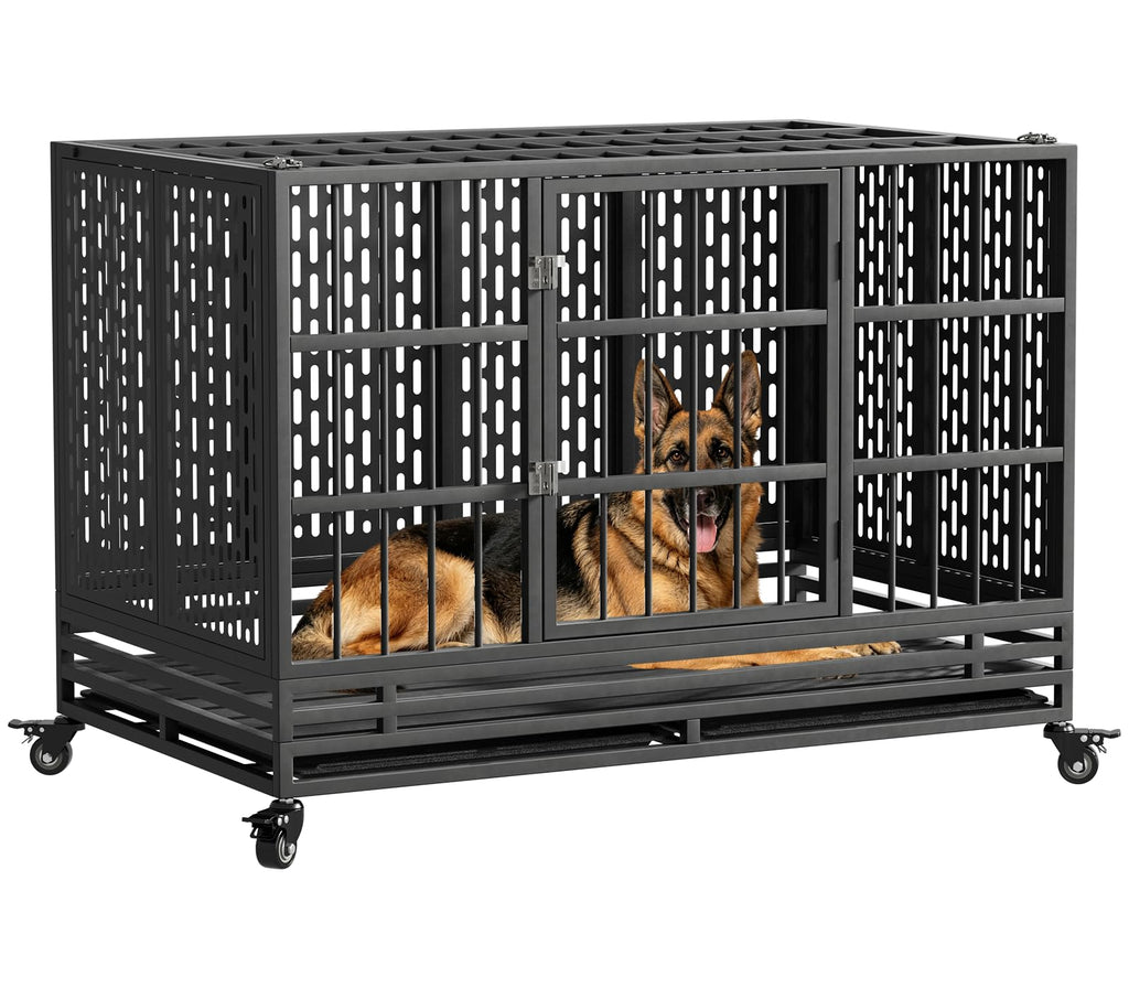 48 Inch Heavy Duty Metal Dog Crate with Wheels V269