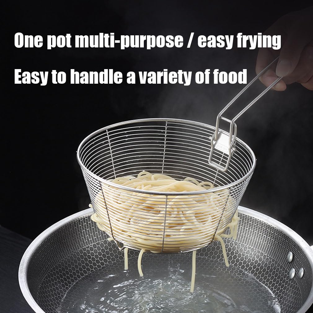 Stainless Steel Deep Fryer Basket with Detachable Handle 9 Inch L437