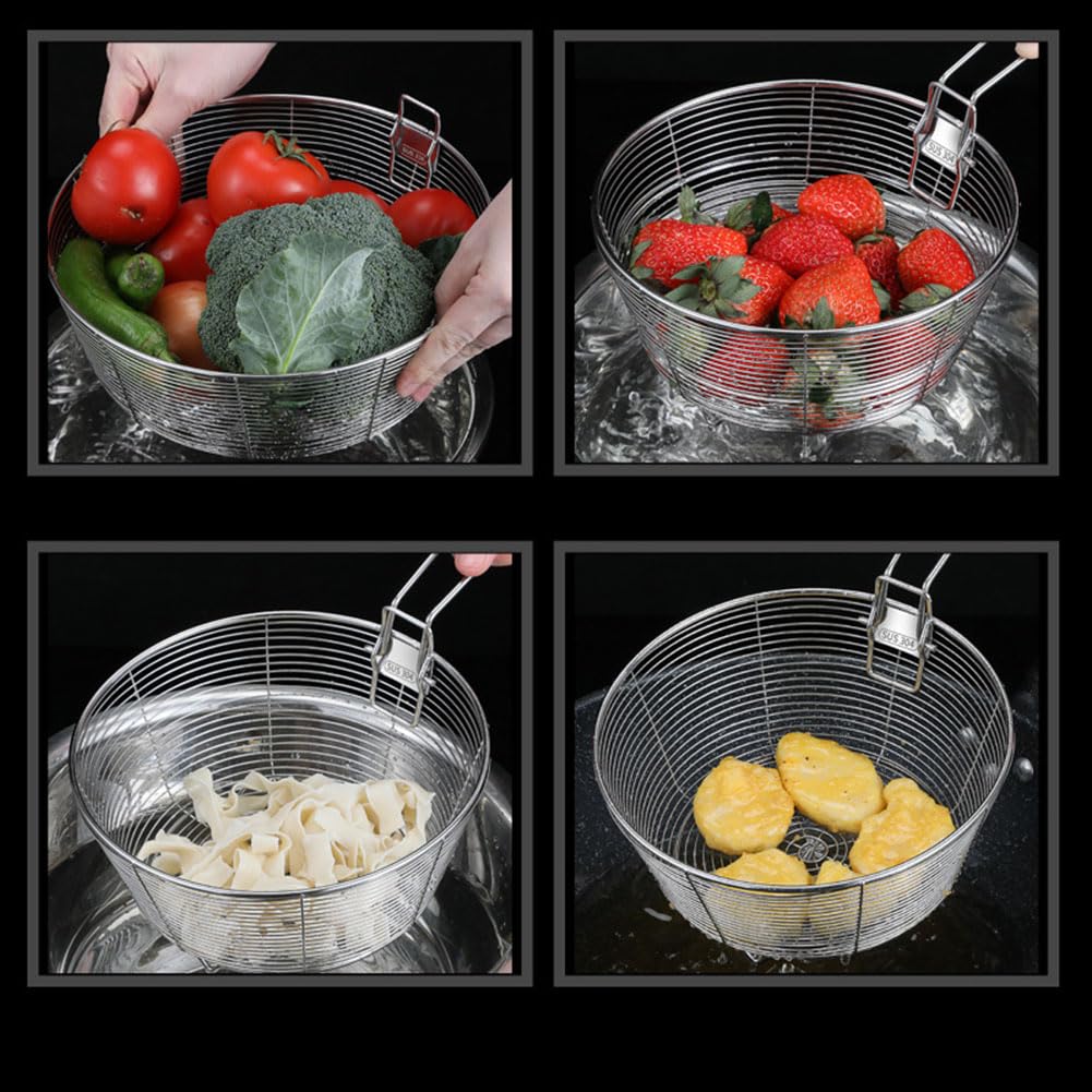 Stainless Steel Deep Fryer Basket with Detachable Handle 9 Inch L437