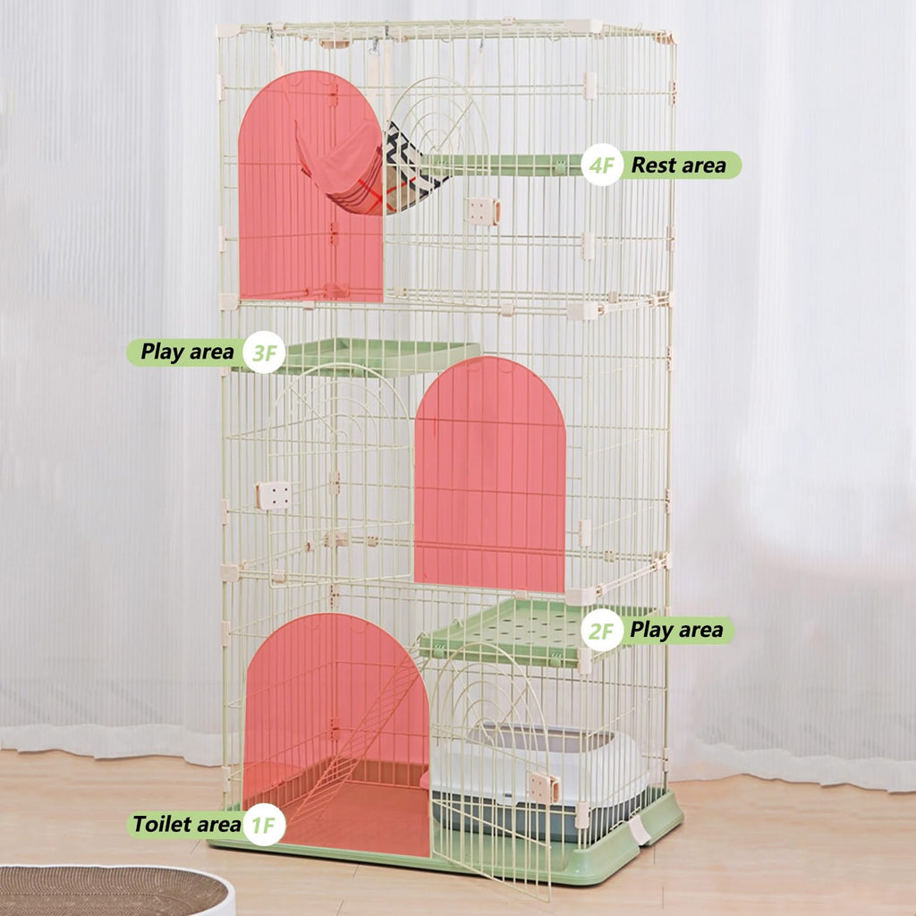 3/4-Tier Cat Cage Playpen with Hammock D244