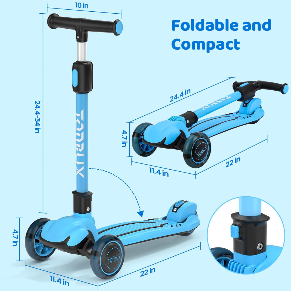Light Up 3 Wheel Folding Kids Scooter with Adjustable Height D54249