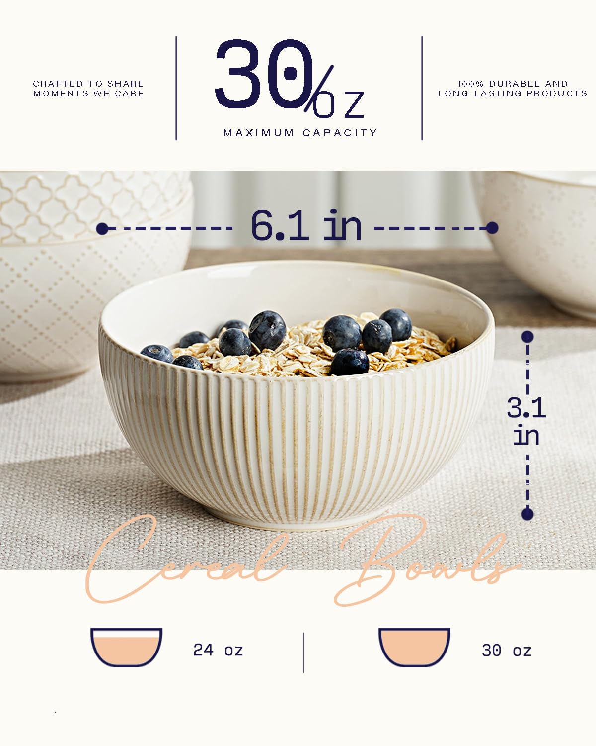 Ceramic Soup Bowls Set of 4 6.1 inch 30 oz W535720