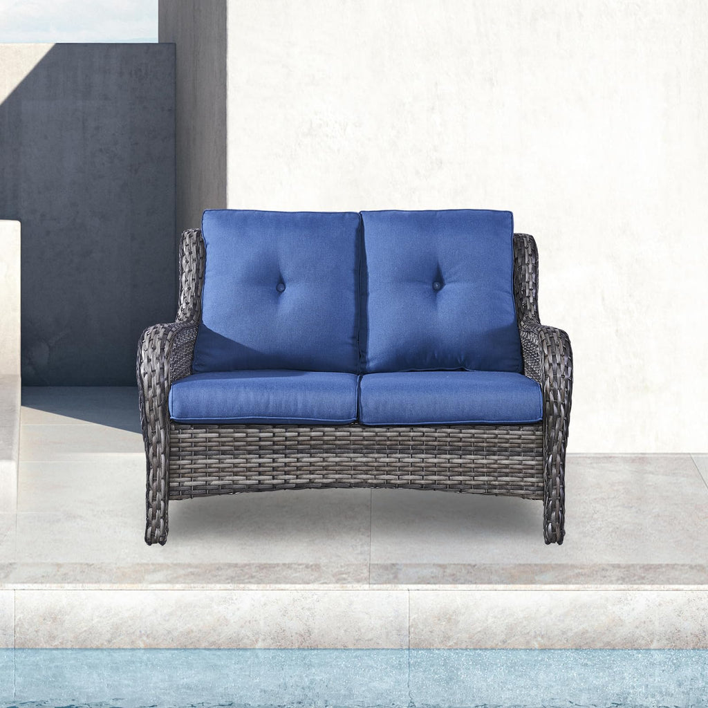 2-Seater Wicker Patio Sofa with Cushions A6826