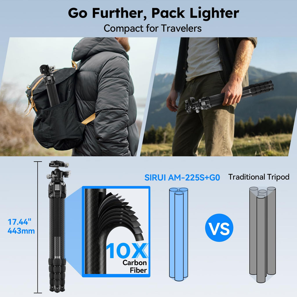 Carbon Fiber Travel Tripod with Quick Release Plate O68073
