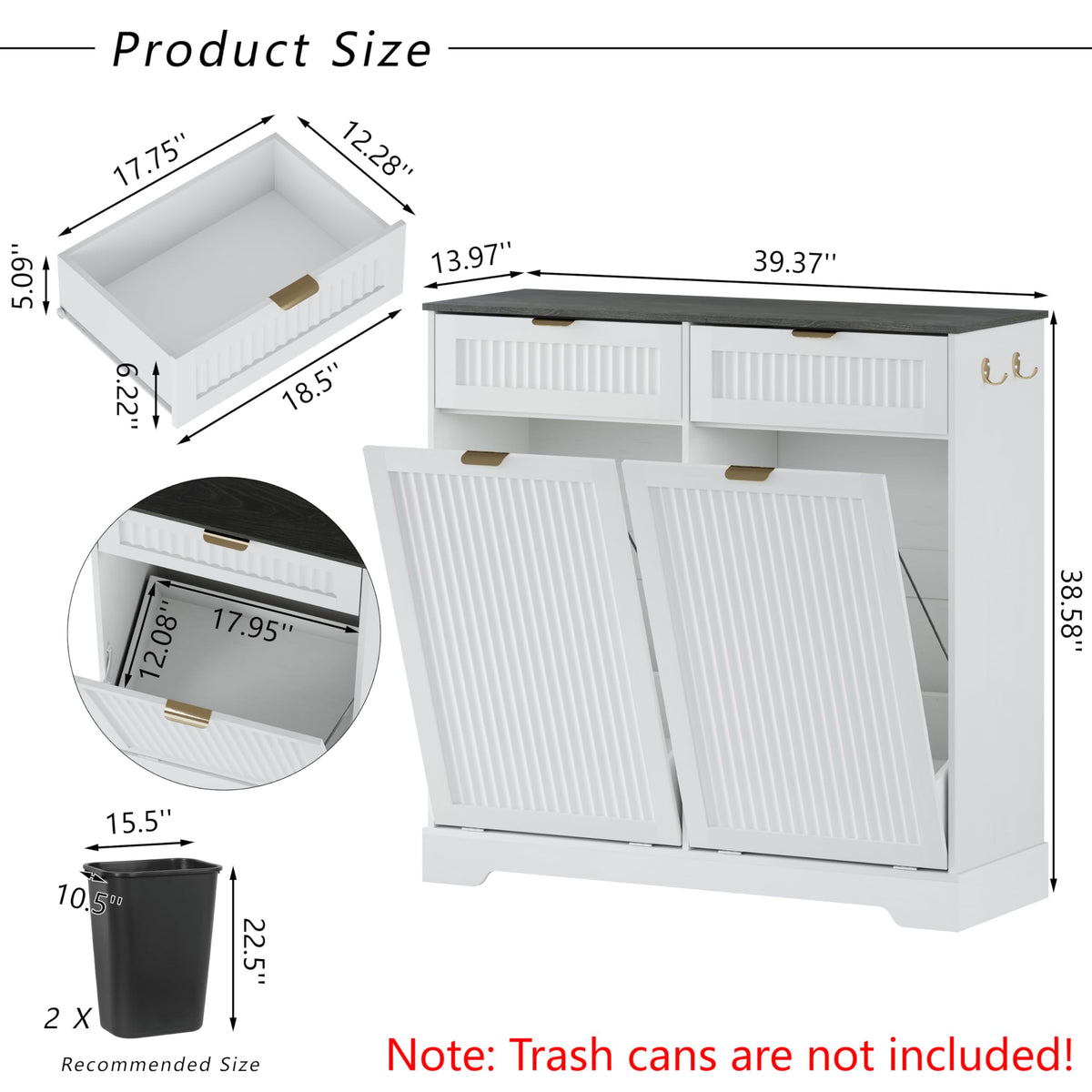 White Double Tilt Out Trash Can Cabinet V484120