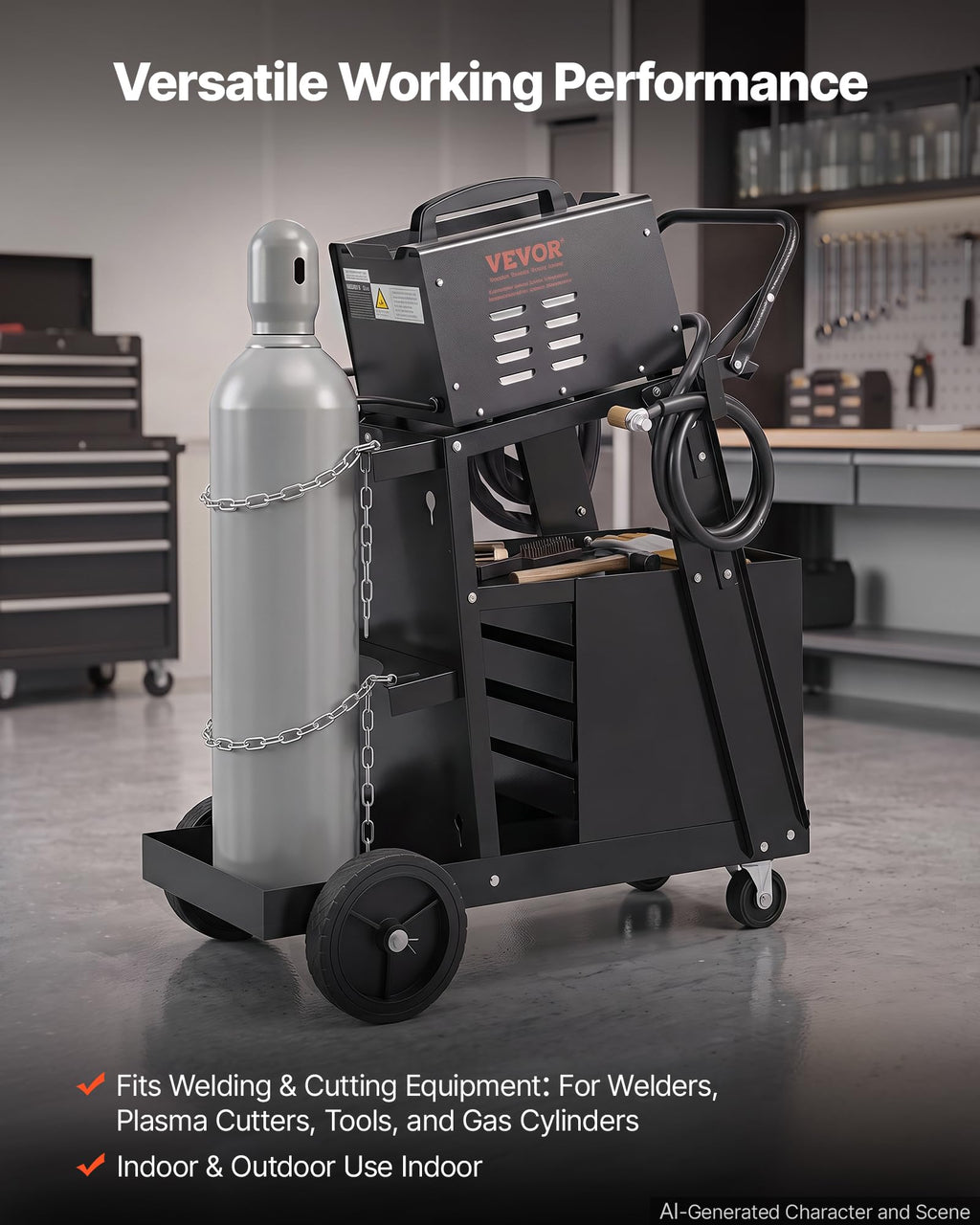 2-Tier 4 Drawers Welding Cart 265 LBS Weight Capacity H899