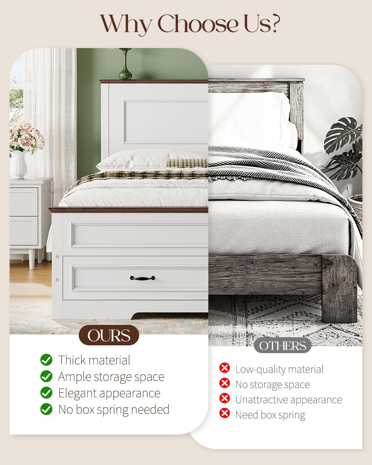 Full Size Platform Bed Frame with Headboard P558