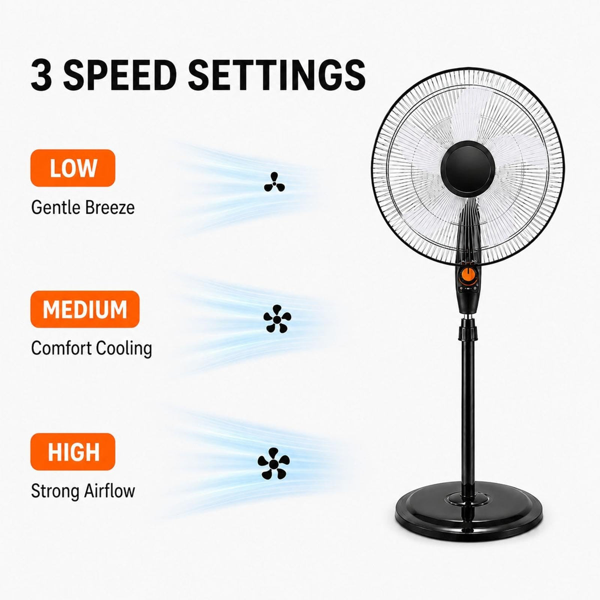 Rechargeable Pedestal Fan with Solar Panel E6841
