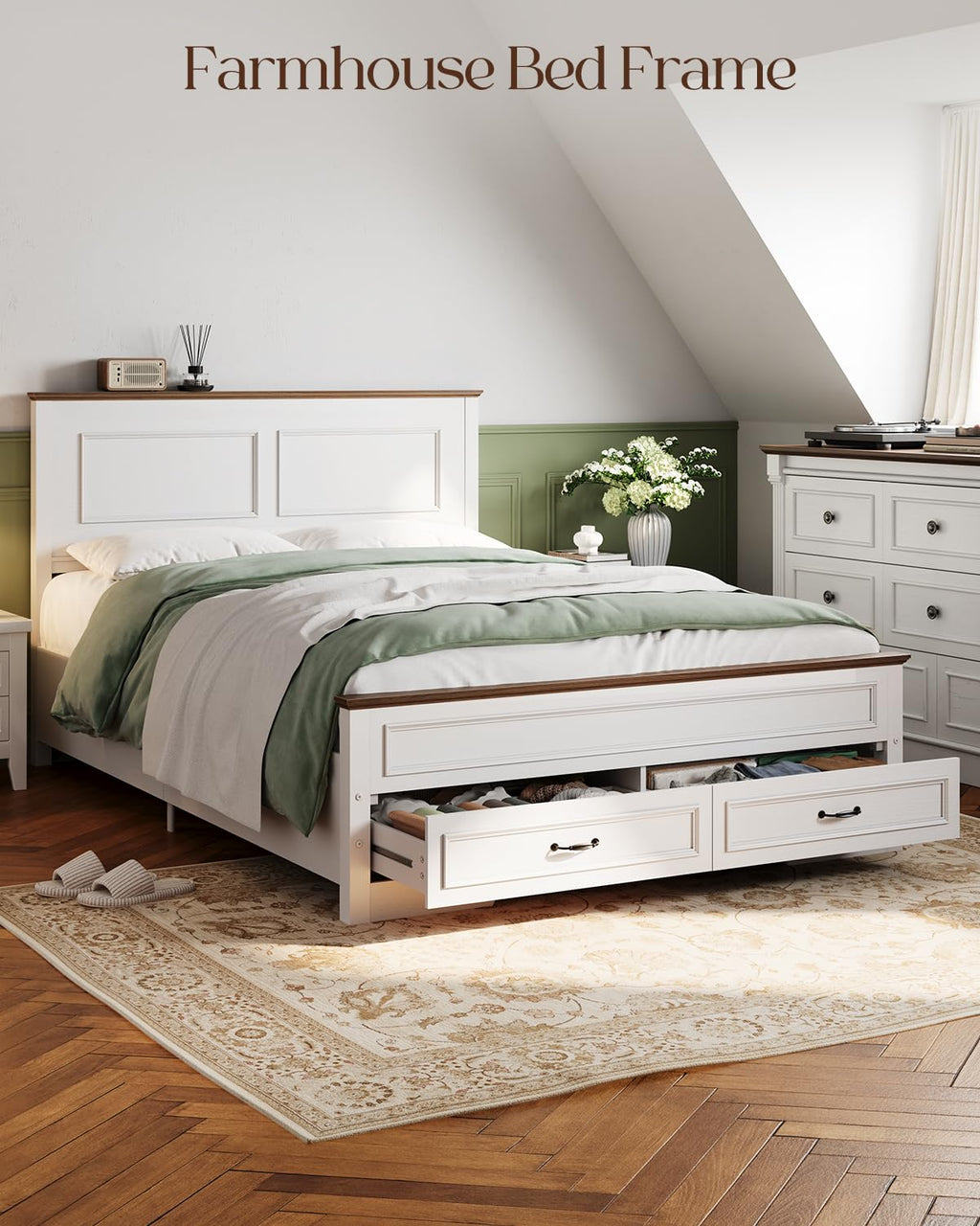 Full Size Platform Bed Frame with Headboard P558