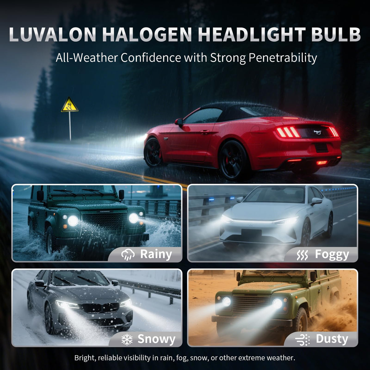 H4 Halogen Headlight Bulb 6000K Cool White Pack of 2 S75395