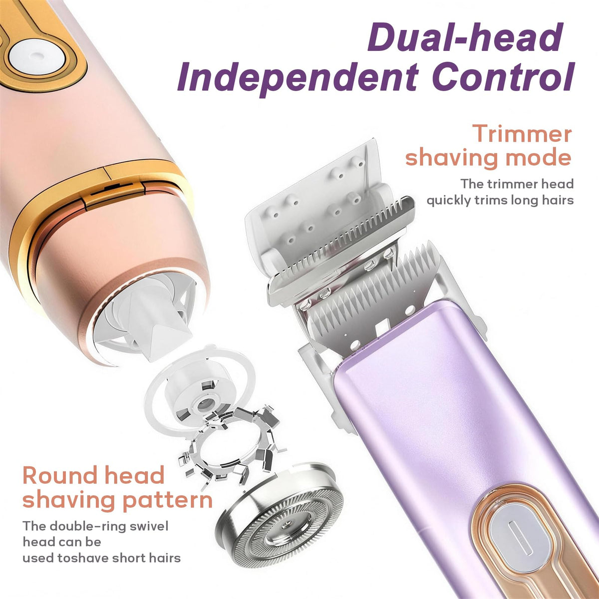 Light Purple Waterproof Dual-Head Bikini Trimmer L91781