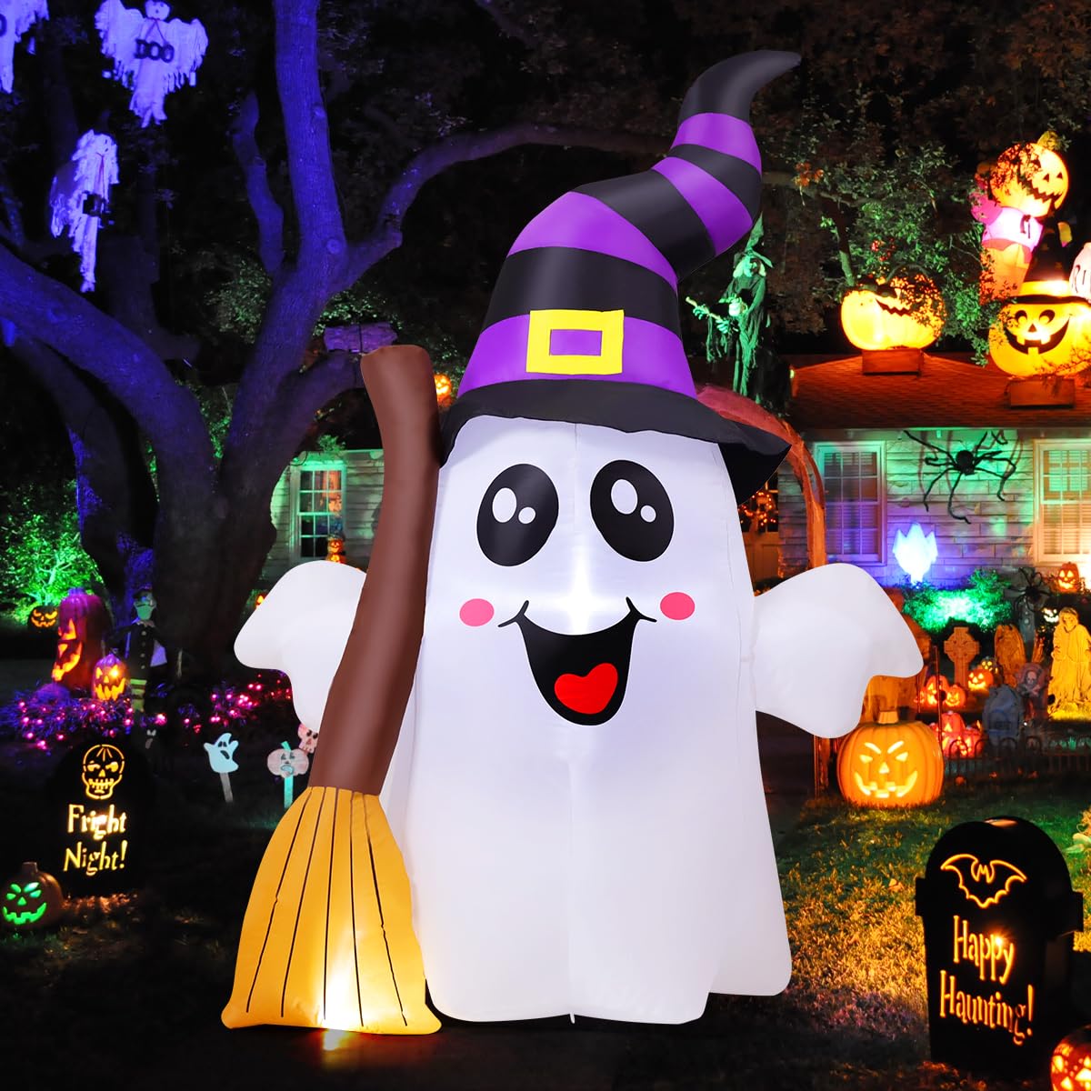 6.2 FT Halloween Inflatables Ghost with Built-in LEDs O9762