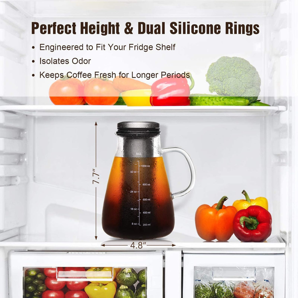 34oz Cold Brew Iced Coffee Maker with Stainless Steel Filter H83943