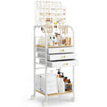 Large White 3 Drawer Floor Jewelry Organizer Stand B9720