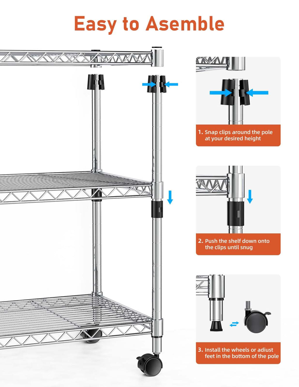 3 Tier Chrome Shelving Unit P160