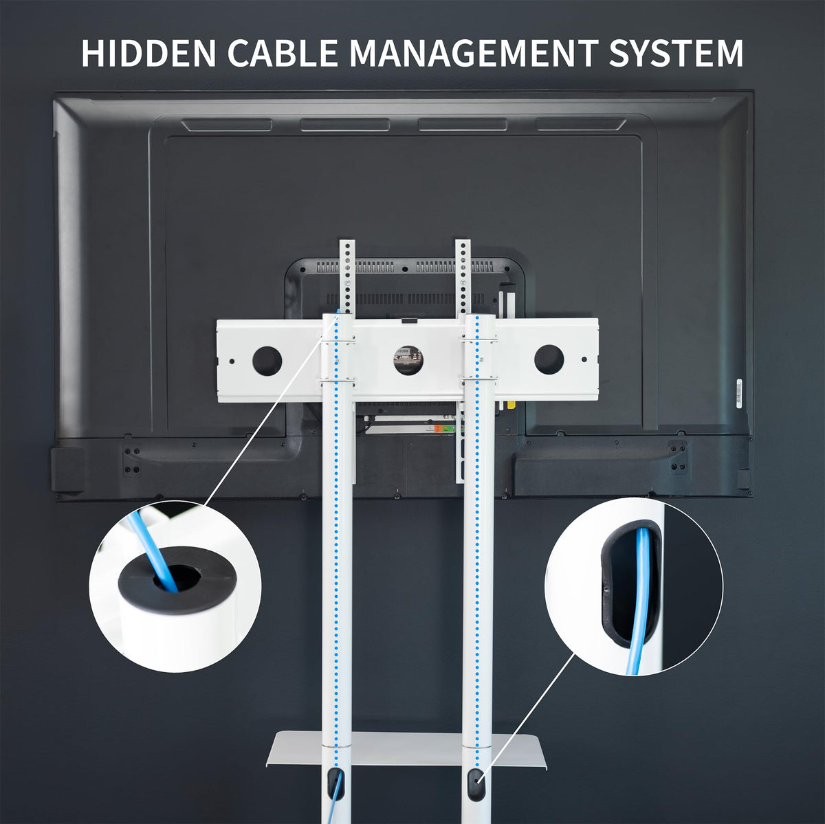 Mobile TV Cart for 32 to 83 inch Screens up to 110 lbs, White Y263