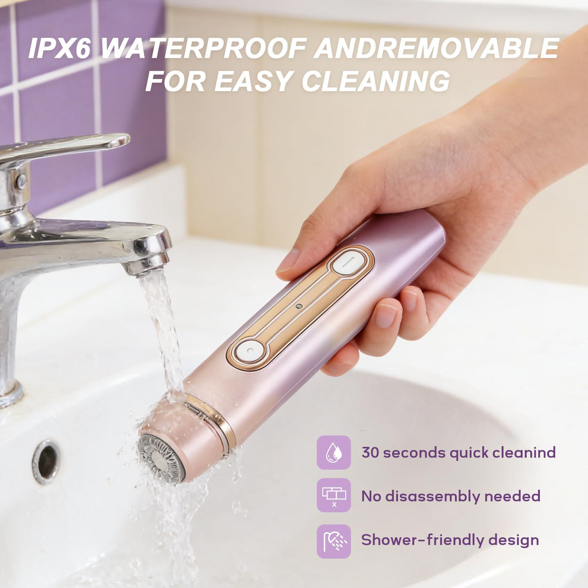 Light Purple Waterproof Dual-Head Bikini Trimmer L91781