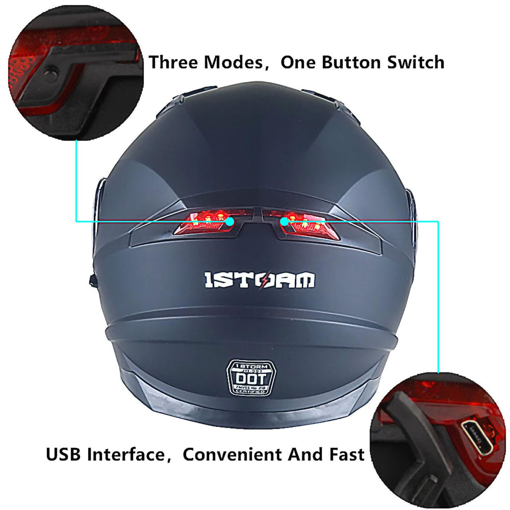 Matt Black Modular Full Face Motorcycle Helmet with Dual Visor G354