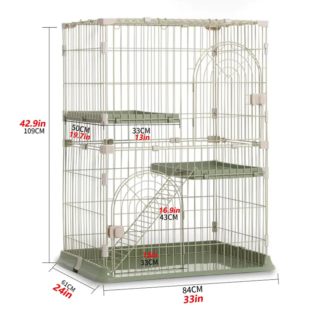 3/4-Tier Cat Cage Playpen with Hammock D244