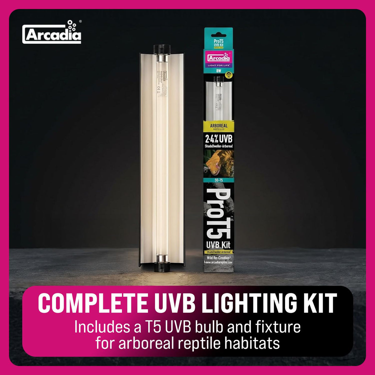 12" 8 Watts T5 UVB Reptile Light Fixture Kit M600758