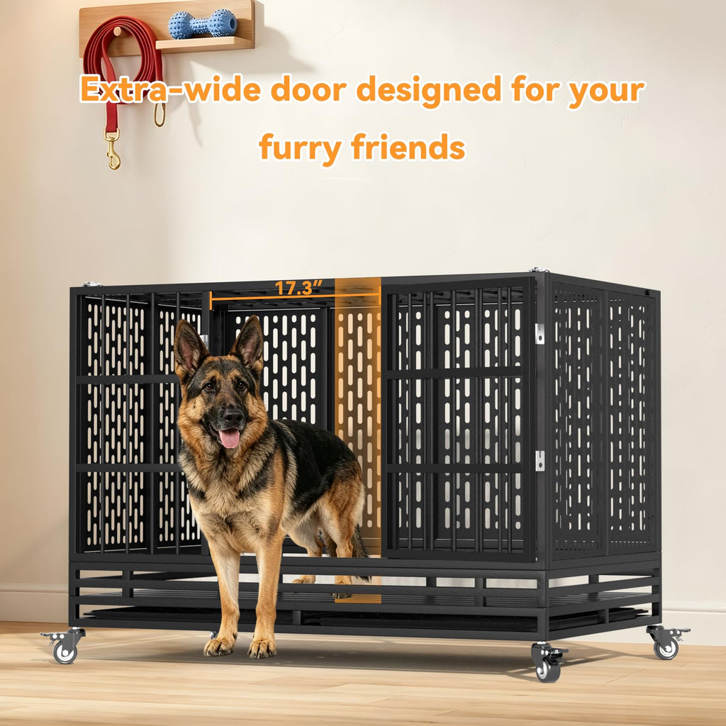 48 Inch Heavy Duty Metal Dog Crate with Wheels V269