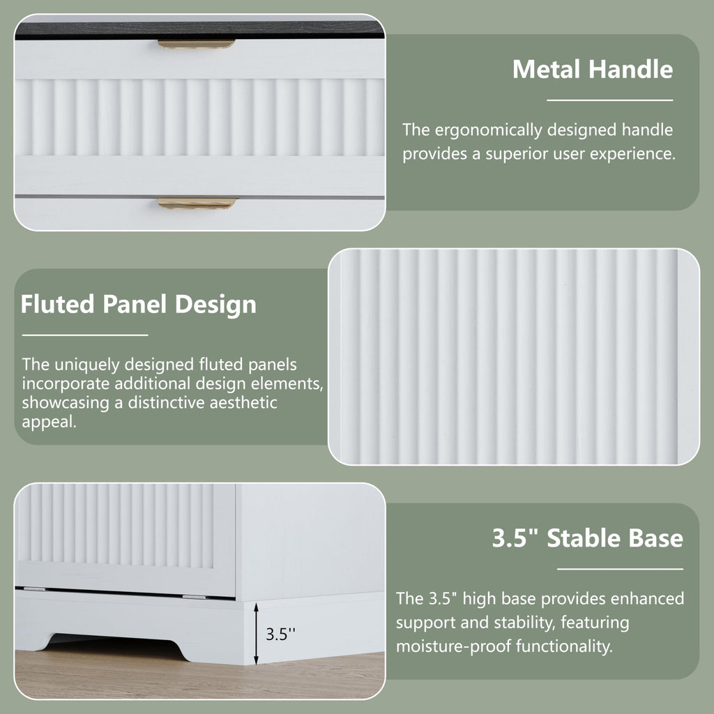 White Double Tilt Out Trash Can Cabinet V484120