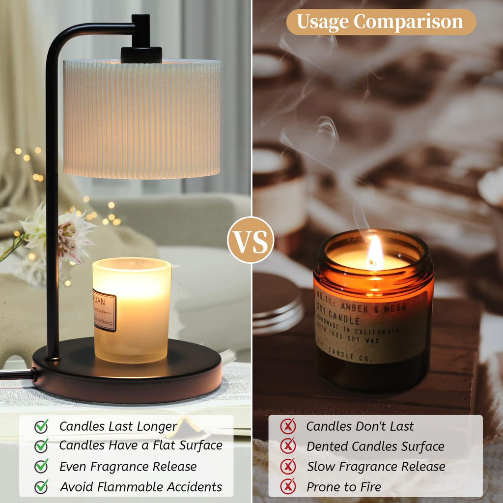 Dimmable Candle Warmer Lamp with Timer and Bulbs Black F395595