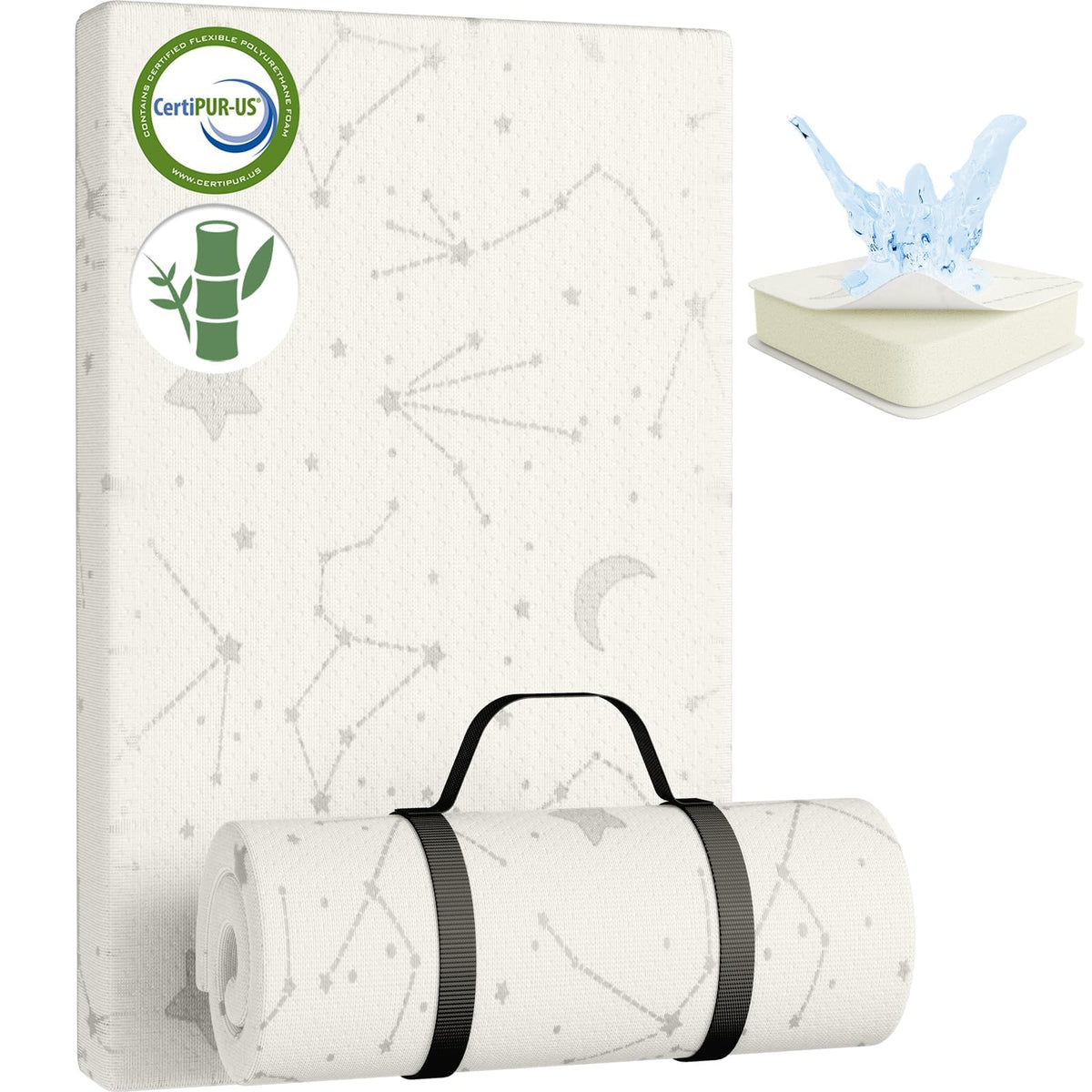 Bamboo Breathable 38x26 Waterproof Baby Mattress Topper with Strap H926776