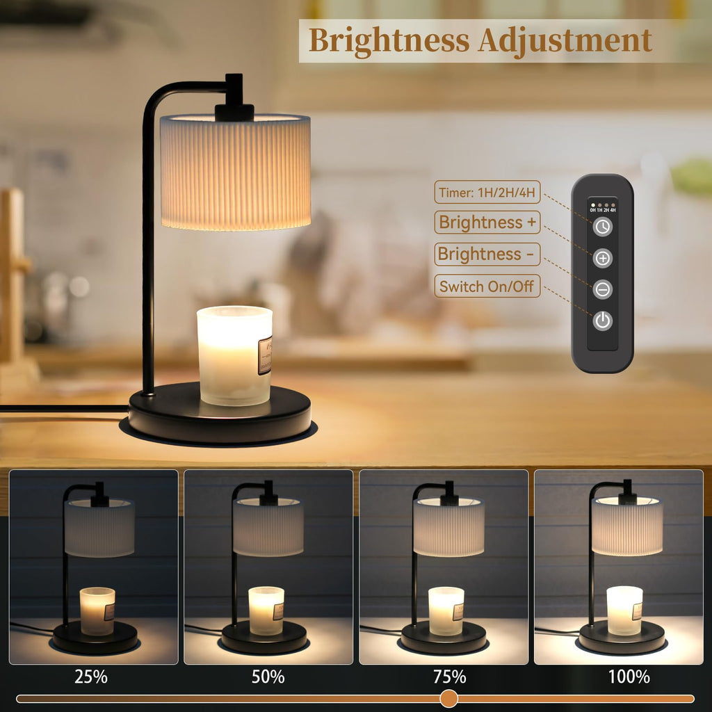 Dimmable Candle Warmer Lamp with Timer and Bulbs Black F395595