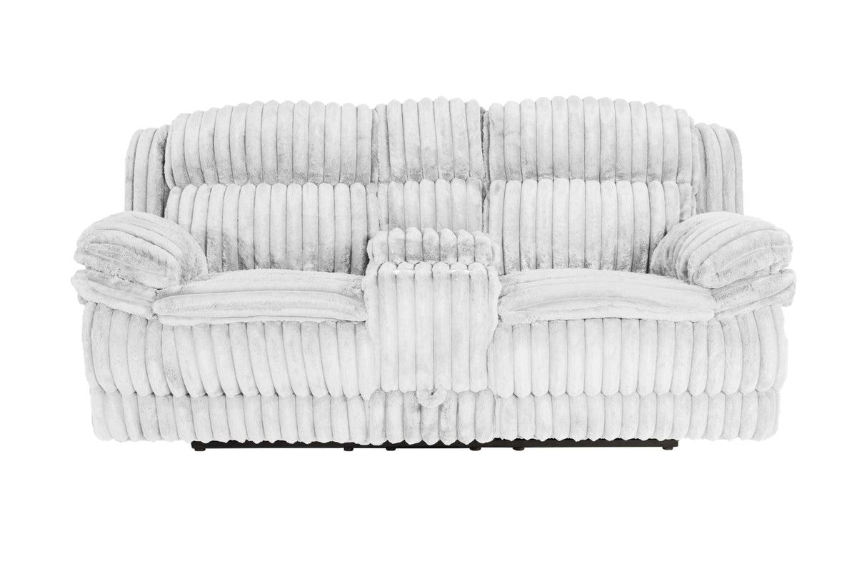 Light Gray Corduroy Manual Motion Loveseat P5617