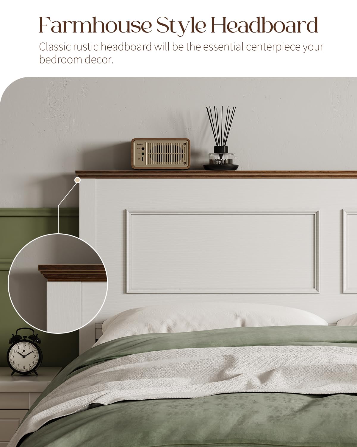 Full Size Platform Bed Frame with Headboard P558