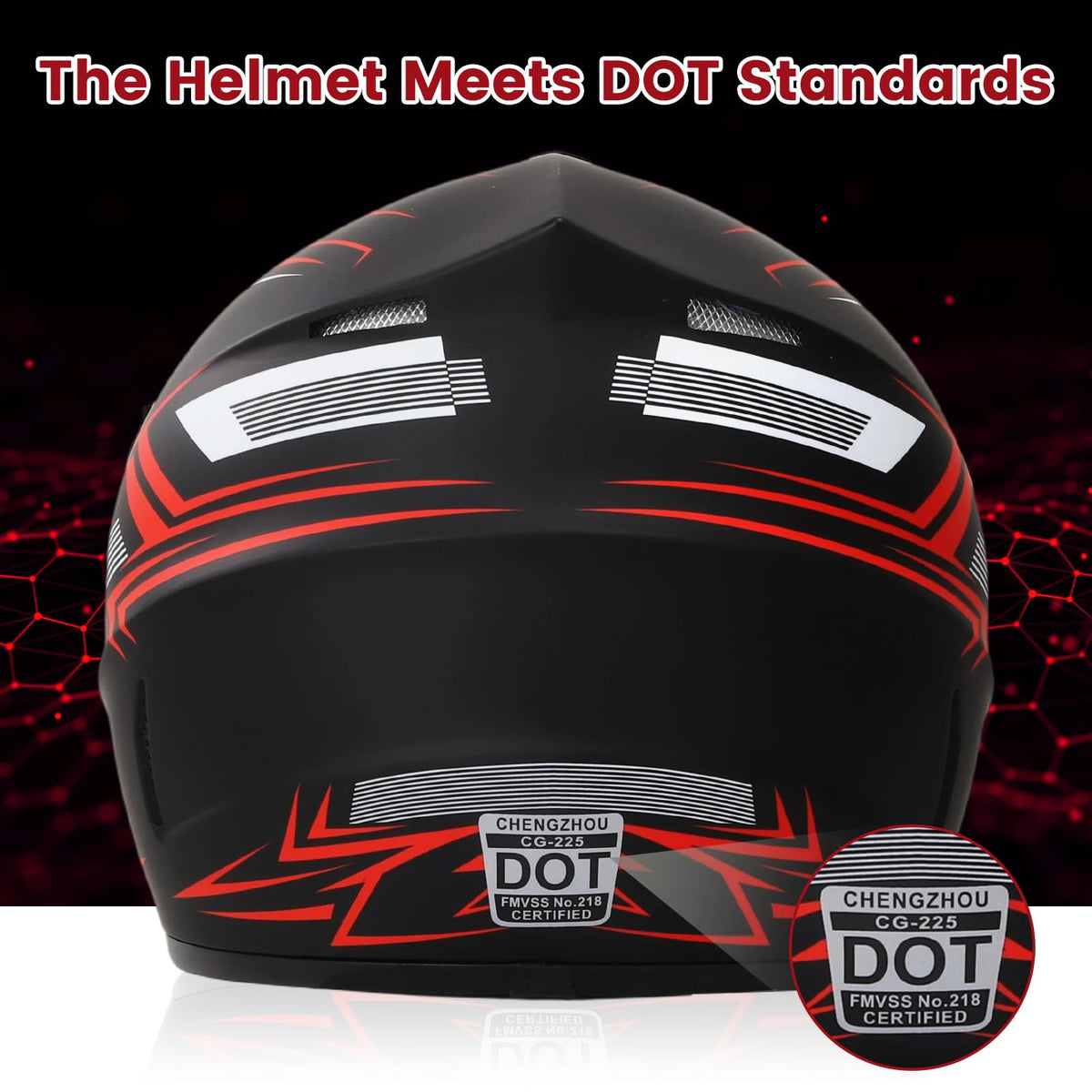 DOT Approved Red Motocross Helmet A236
