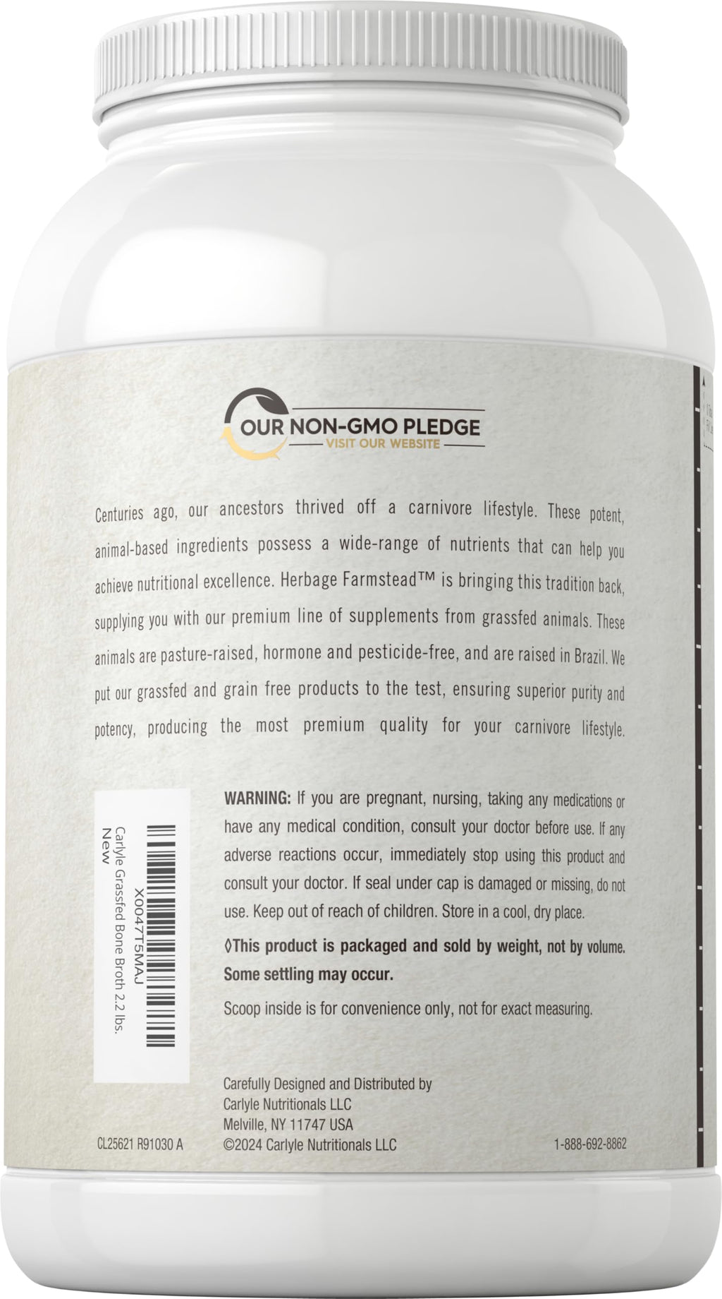 Grass Fed Bone Broth Protein Powder 35.2 oz 20g Protein Non-GMO Gluten Free I159