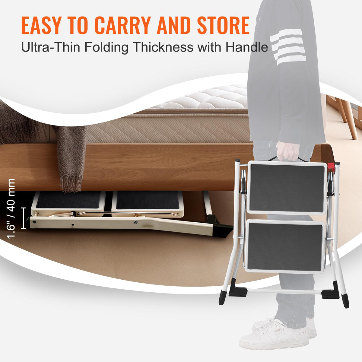2-Step 330lbs Capacity Folding Steel Step Stool O613937