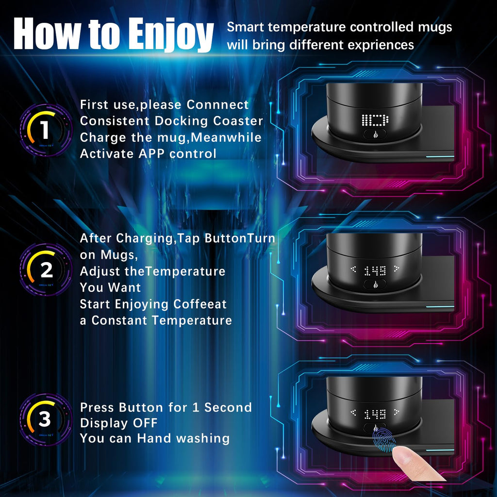 18 Oz Temperature Control App Controlled Self Heating Coffee Mug V31470