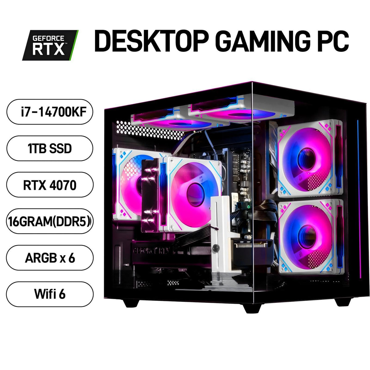 Core i7-14700KF GeForce RTX 4070 12GB Gaming Desktop PC A483
