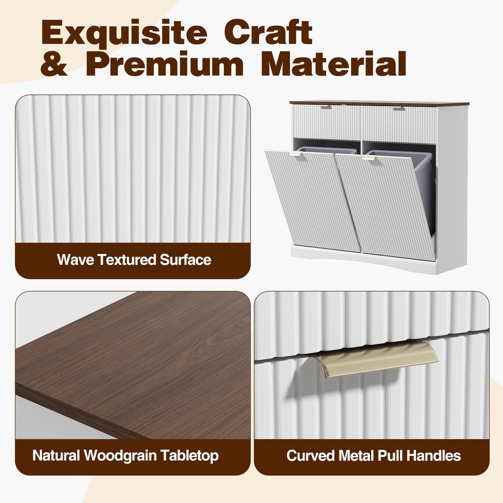 White and Dark Walnut Tilt Out Trash Cabinet N50935