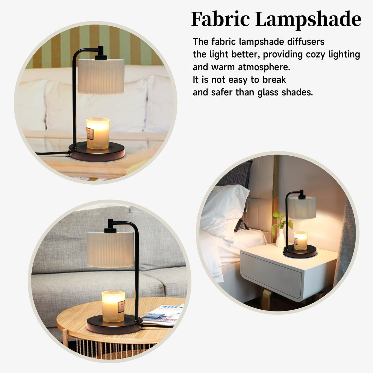 Dimmable Candle Warmer Lamp with Timer and Bulbs Black F395595