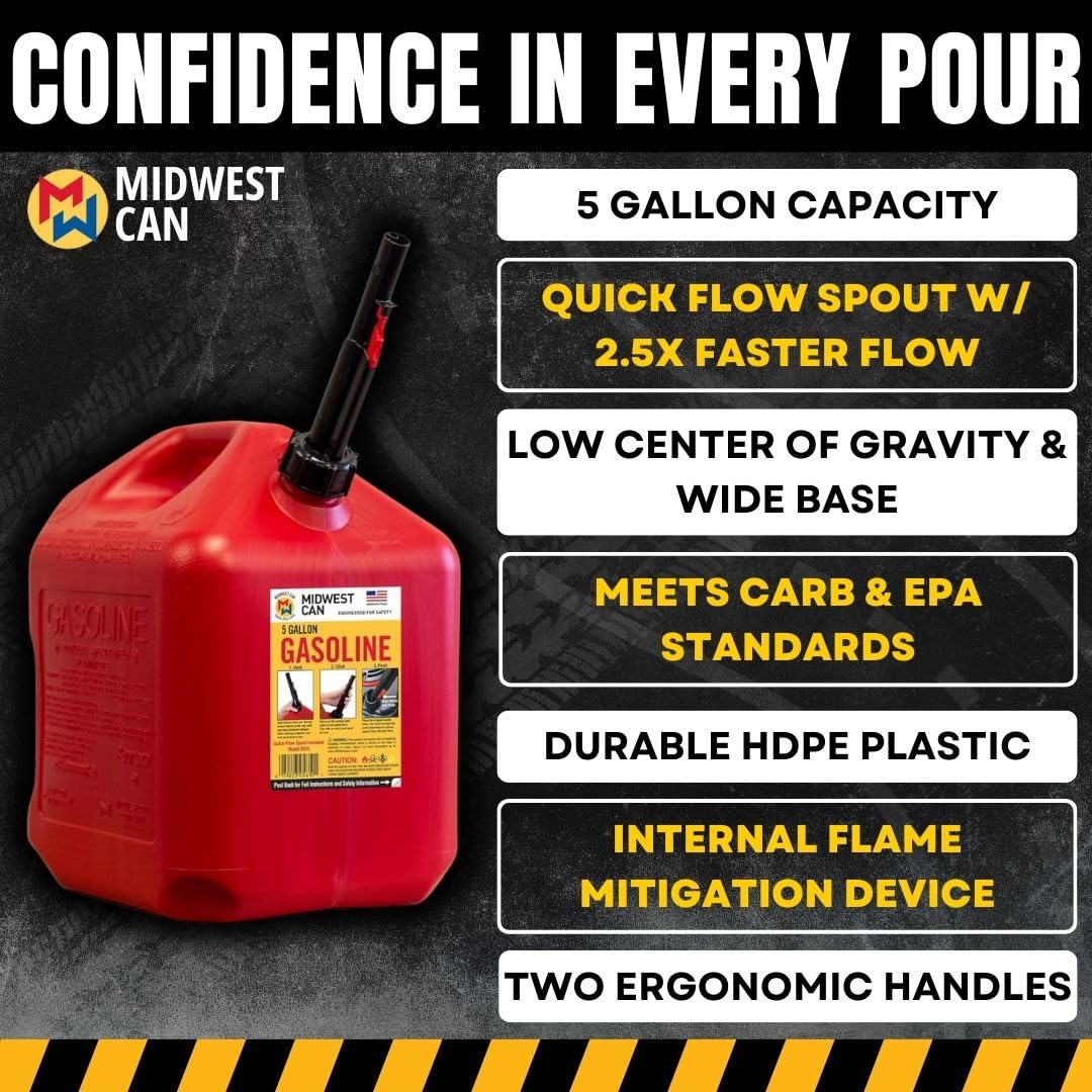 5 Gallon Gas Can Fuel Container with Spout 2 Pack Q613612